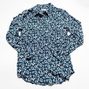 Equipment Slim Signature Silk Shirt Majolica Blue Multi Size Small NEW NWT